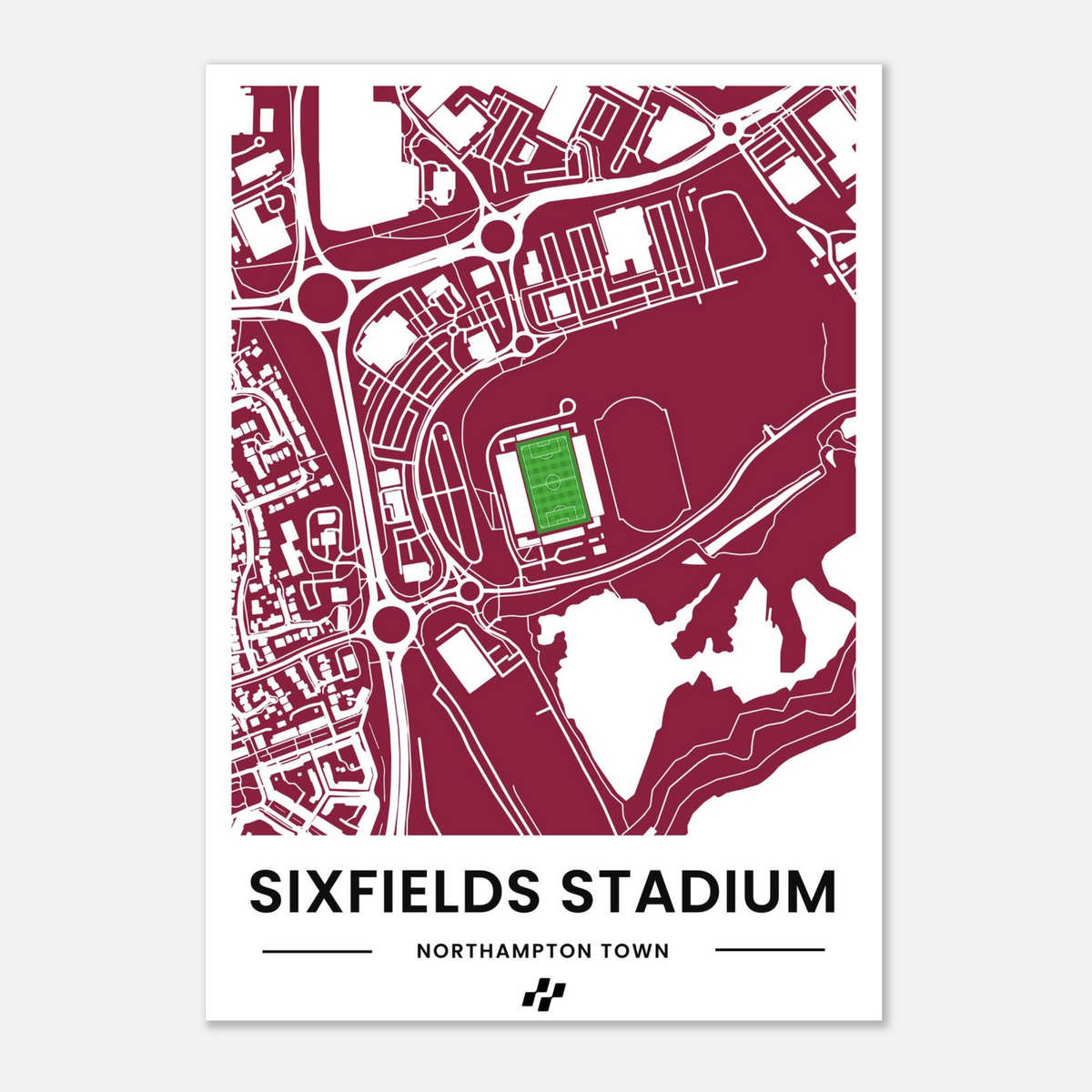 Sixfields Map Sixfields Stadium Map Poster - Northampton Town – Sport Storiez