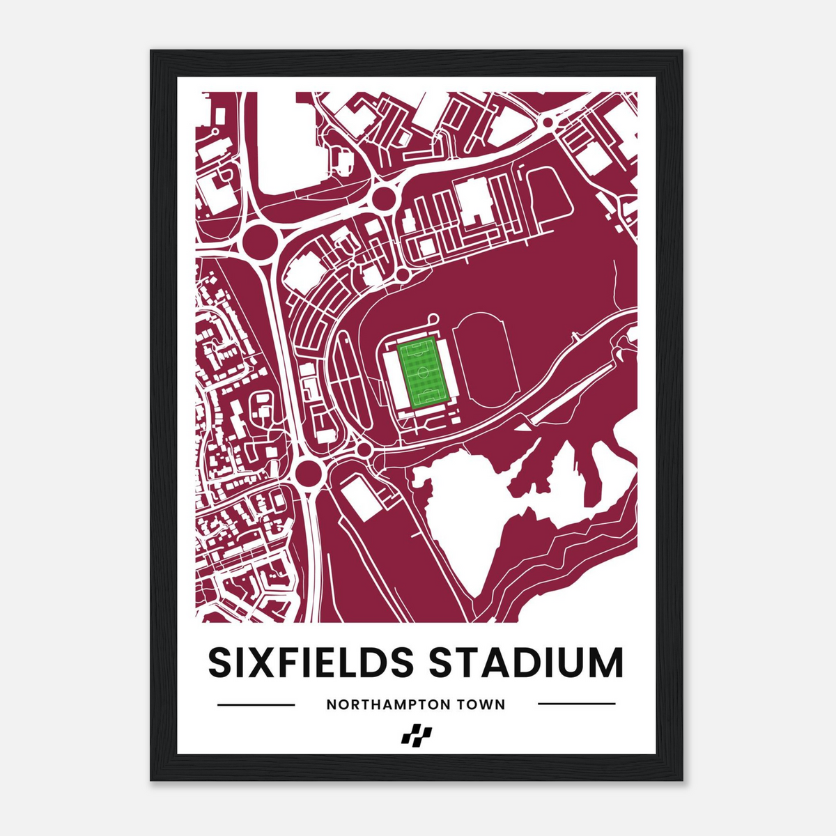 Sixfields Map Sixfields Stadium Map Poster - Northampton Town – Sport Storiez